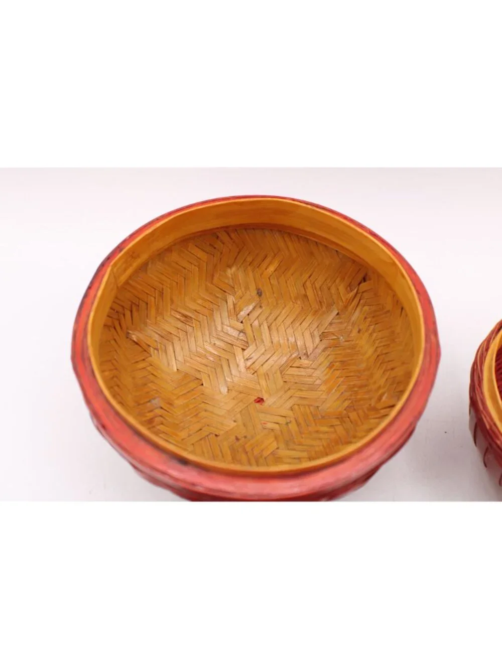 Bamboo Apple Containers Lids Rustic Farmhouse Fall Decor Vintage Kitchen Accent